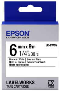 Etykiety Standard LK-2WBN Czarny na Białym 6mm (9m) 