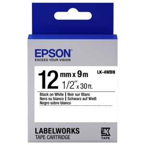 Etykiety Standard LK-4WBN Czarny na Białym 12mm (9m)