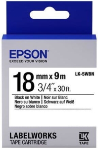 Etykiety Standard LK-5WBN Czarny na Białym 18mm (9m)