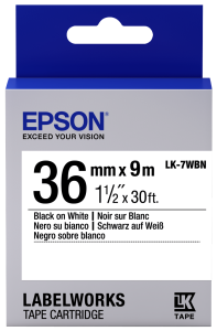 Etykiety Standard LK-7WBN Czarny na Białym 36mm (9m)