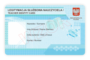 Blankiet e-legitymacji nauczyciela na karcie PVC