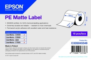 Etykieta PE Matte - wykrawana Rolka: 102mm x 76mm, do drukarki Epson C3500, 365 etykiet 7113411