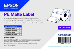 Etykieta PE Matte - wykrawana Rolka: 102mm x 152mm, do drukarki Epson C3500, 185 etykiet 7113412