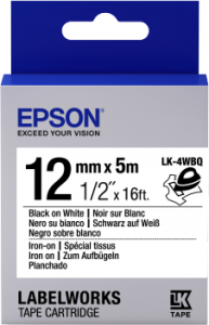 Epson LK-4WBQ taśma do drukarek do naprasowania 12mm, Czarny na Białym (C53S654024)
